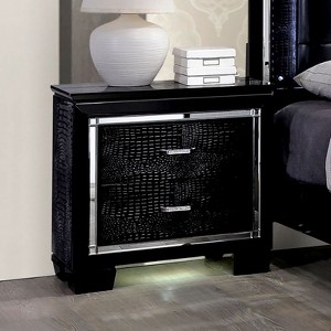 NicBex 2 Drawer Crocodile-Textured Nightstand,Bedside Table with LED Light for Bedroom,Living Room - 1 of 4