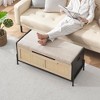 Storage Bench with Cushion, Rattan Entryway Bench with Storage, Shoe Storage Chest End of Bed Bench with Side Handles, Living Room Organizer Seat - 2 of 4