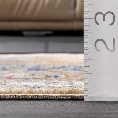 Rustic Floral Medallion 3' x 5' Cotton Blend Area Rug in Rust