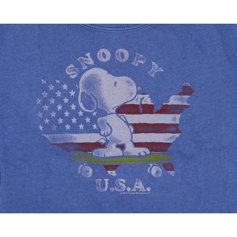 Peanuts Snoopy Little Kids USA Skateboard Vintage Distressed T-Shirt, 2 of 4