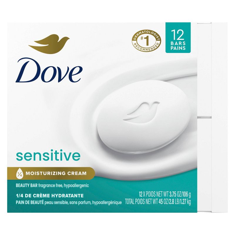 Dove Beauty Sensitive Skin Moisturizing Unscented Beauty Bar Soap, 4 of 12