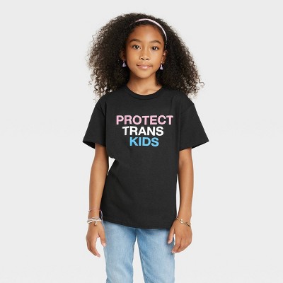 Pride Kids' Protect Trans Kids PHLUID Project Short Sleeve T-Shirt - Black