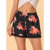 Allegra K Women's Summer Floral Printed Lace Trim Elastic Waist Beach Shorts - 2 of 4
