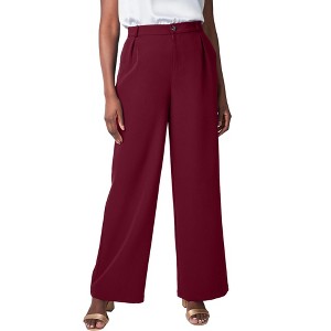 Jessica London Women's Plus Size Bi-Stretch Wide Leg Pant - 1 of 2