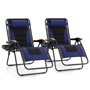 Captiva Designs Oversized XL Zero Gravity Chair Set of 2, Padded Folding Recliners with Cup Holder & Adjustable Back, Support 400 lbs - 1 of 4