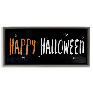 Stupell Industries Happy Halloween Spooky Stars Black Framed Floater Canvas Wall Art - 1 of 4