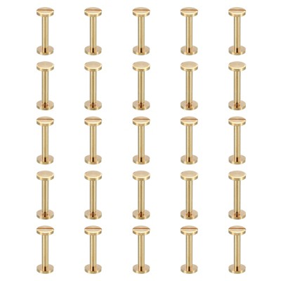 Unique Bargains Brass Rust-proof Durable Leather Belt Scrapbook Binding Chicago Screws 25 Sets
