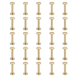 Unique Bargains Brass Rust-proof Durable Leather Belt Scrapbook Binding Chicago Screws 25 Sets - 1 of 4