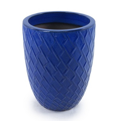 SpassWay 17" Dia Outdoor Indoor Ceramic Planter Pot Decorative Planter with Drainage Hole Patio Flower Pot