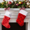 Northlight Traditional Christmas Stocking with Black Paw Prints  - 14"- Red and White - 2 of 3