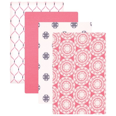 Hudson Baby Infant Girl Cotton Flannel Receiving Blankets, Medallion, One Size