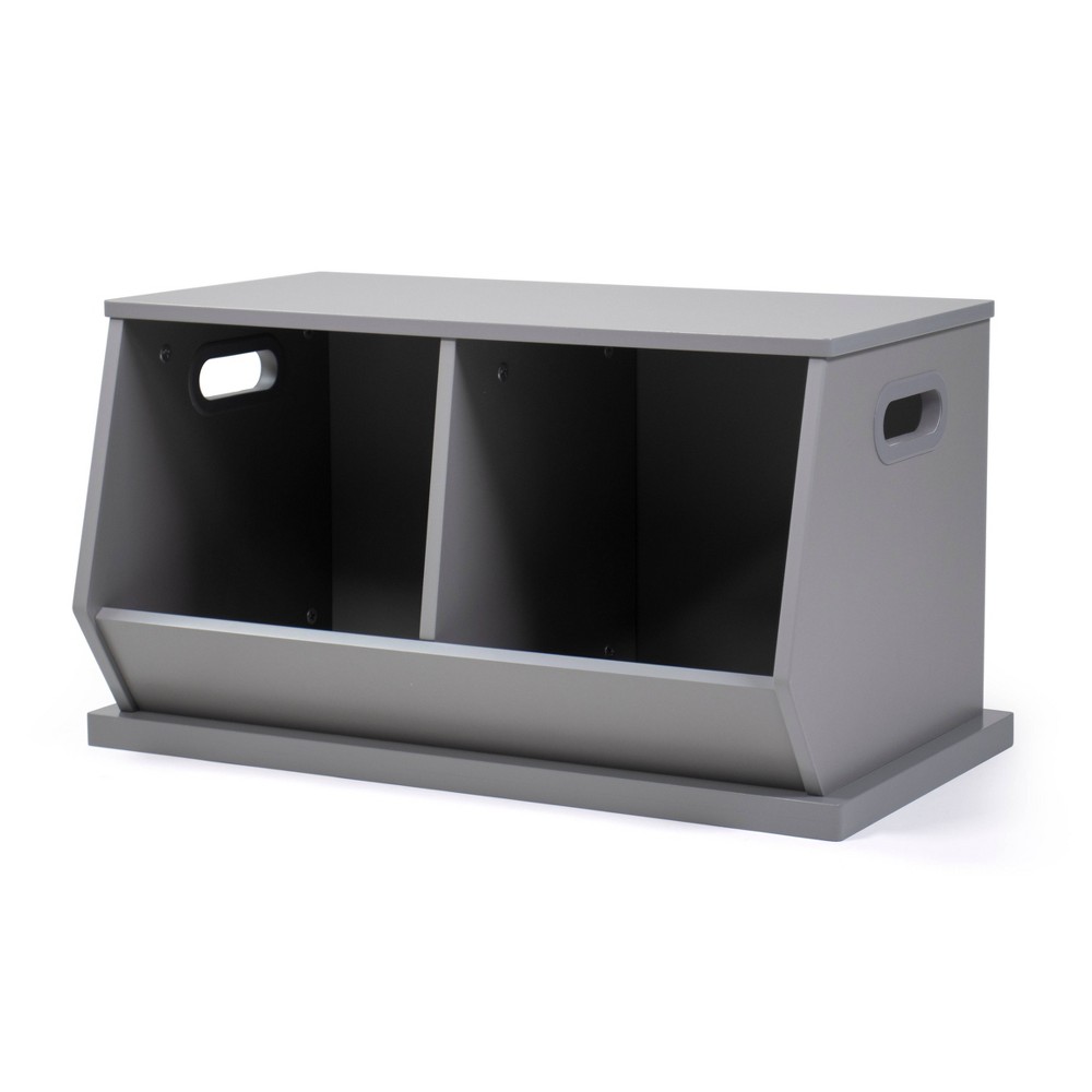 Photos - Wall Shelf Wood Toy Storage Cubby and Kids' Bookcase Gray - Humble Crew