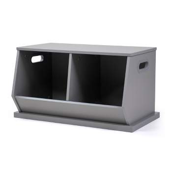 Wood Toy Storage Cubby and Kids' Bookcase Gray - Humble Crew