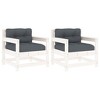 VidaXL Patio Chairs with Cushions 2 pcs White Solid Wood Pine - 2 of 4