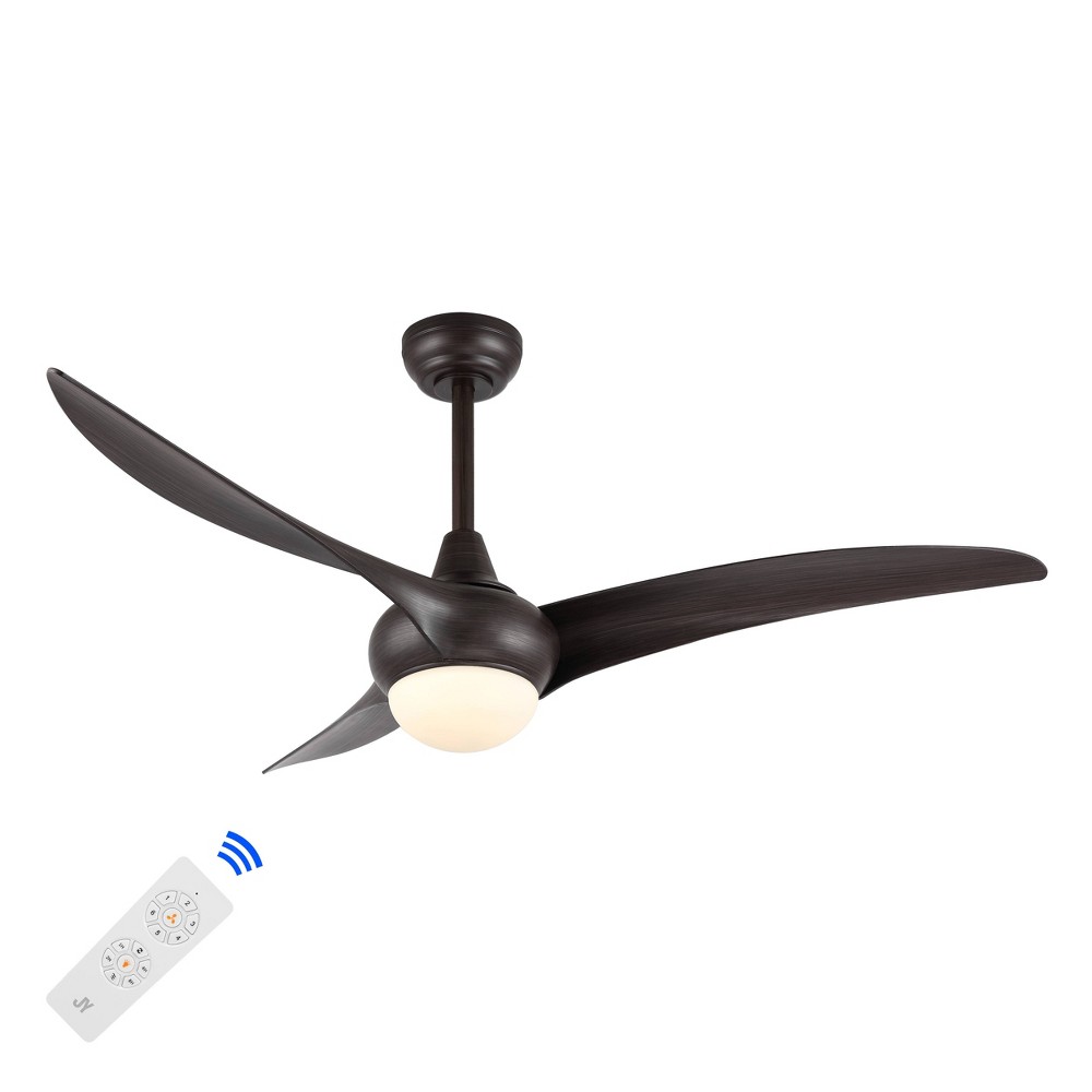 JONATHAN Y 52" 1-Light Aviator Coastal Iron 6-Speed Swirl Integrated LED Ceiling Fan Dark Brown: Modern ABS Blades, Remote Control, ETL Listed