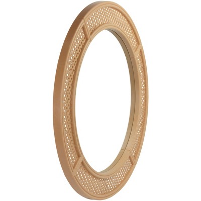 30" Round Rattan Weaved Wall Mirror with Glass