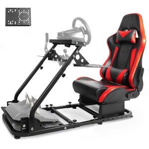 Dardoo G920 Flight Simulator Cockpit with Red Seat Adjustable Fit for HOTAS Warthog,Logitech G923,Thrustmaster T150,Without Wheel, Shifter Pedal - 1 of 4