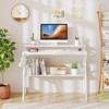Costway Home Office Desk with Monitor Stand, Open Shelf & Metal Frame, Earphone Hook White/Brown/Black/Pink - 4 of 4