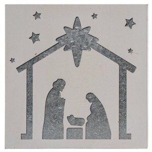 Transpac Wood 10 in. Multicolored Christmas Cut Out Holy Night Block Decor - 1 of 2