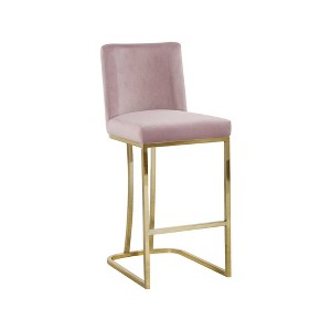 Meridian Furniture,Heidi Pink Velvet Stool - 1 of 4