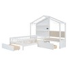 Twin Size House Bed with Upholstered Sofa House Bed with Charging Station Wireless Charging Shelves and Two Drawers White - 4 of 4