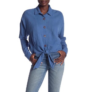 Free People Womens Sunstreaks Tie Front Button Down Blouse - 1 of 1