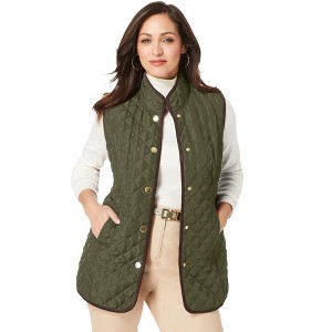 Jessica London Women's Plus Size Quilted Vest - 1 of 4