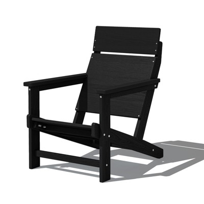 Hyleory HDPE Adirondack Chair - Wide-Slab Woodgrain Outdoor Patio Chair, All-Weather Heavy , Modern Lawn Furniture for Garden, Poolside & Deck