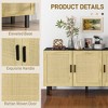 DOMETOUR Sideboard Buffet Cabinet Kitchen Cabinet with 3 Rattan Doors and Adjustable Shelves Black and Natural - 3 of 4