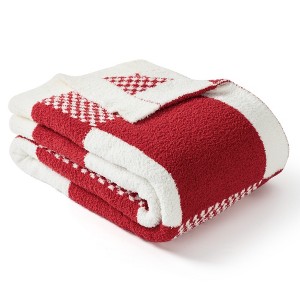 Snuggle Sac Fluffy Buffalo Plaid Throw Blanket,Reversible Cozy Throw,Classic Checkered Style - 1 of 4