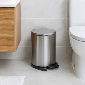 Evideco French Home Goods Soft Close Lid Round Metal Step Trash Can Waste Bin 6-liters-1.6-gal. - 1 of 4