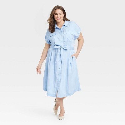 Women's Short Sleeve Midi Utility Shirtdress - A New Day™