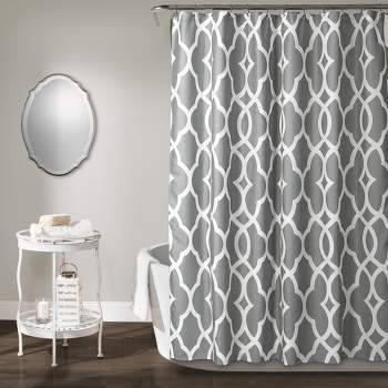 Lush Decor Navy Bathroom Shower Curtain with Bold Trellis Print on Soft  Fabric
