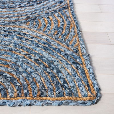 Handmade Blue and Natural Jute 4' x 6' Area Rug