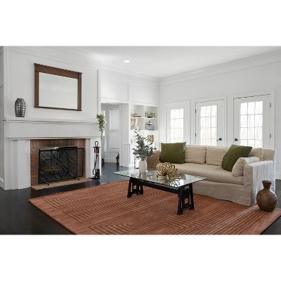 Copper Geometric Hand-Tufted Wool Rectangular Rug 2' x 3'