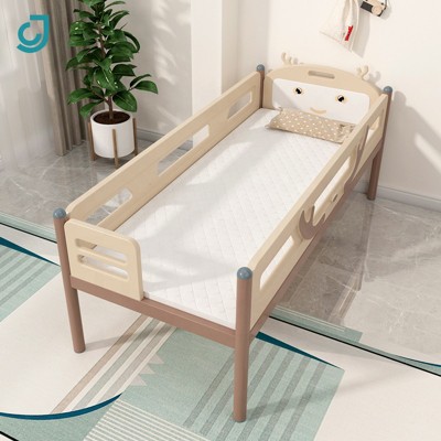 SweDrea Simple Wooden Bedroom Furniture Bed Single Solid Wooden Children Bed with Guardrails