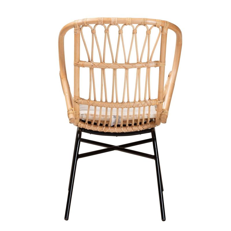 Caelia Rattan and Metal Chair Natural/Brown - bali & pari: Bohemian Style, Plush Cushion, Sturdy Crisscross Base, 6 of 12