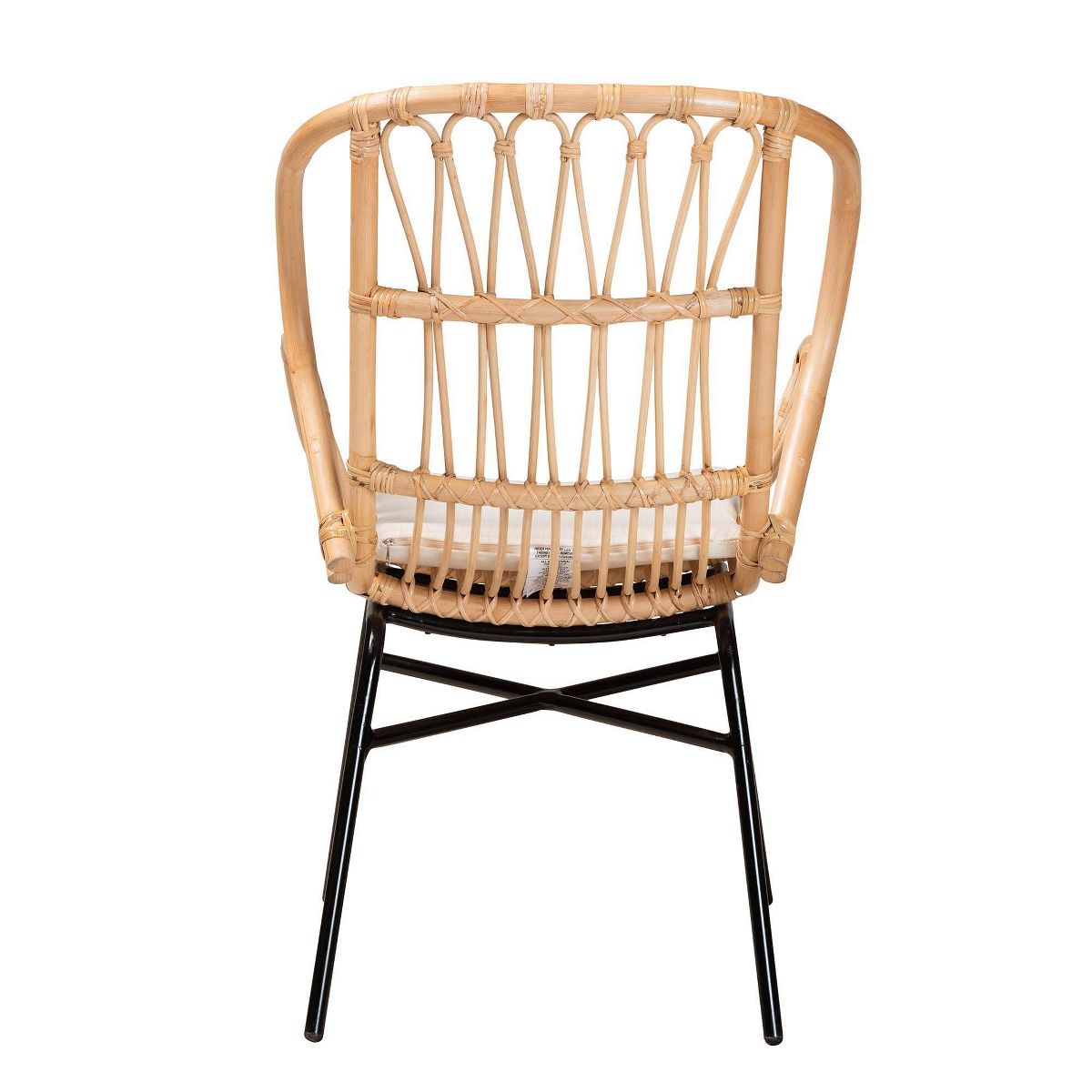 bali & pari Caelia Rattan and Metal Chair Natural/Brown: Bohemian Style, Plush Cushion, Sturdy Crisscross Base: Armless, Spot Clean - thumbnail 5