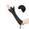 INSPIRE CHIC Women's Satin Lace Up Fingerless Elbow Length Punk Gloves 1 Pair - 3 of 4