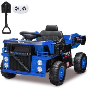 Ride on Dump Truck, 12 Volt Ride on Toys with Electric Dump Bed, Electric Car for Kids with Remote Control, Shoel, LED Lights, Musci Player - 1 of 4