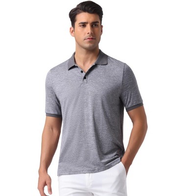 INSPIRE CHIC Men's Stretch Athletic Workout Short Sleeved Golf Heathered Polo Shirt