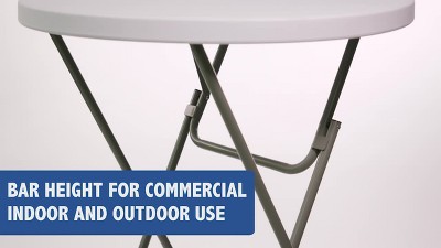 Gray Metal Bar Height Folding Table with White Plastic Top