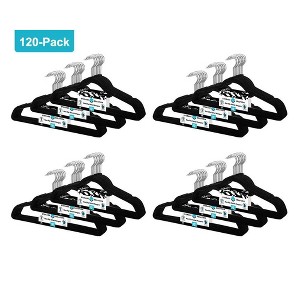 J&V TEXTILES 120pk Premium Velvet Non-Slip Hanger with 360 Degree Rotatable Hook - 1 of 4
