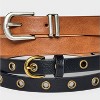 Women's 2pk Grommet & Silver Buckle Belt - Universal Thread™ Black/Brown - 3 of 3