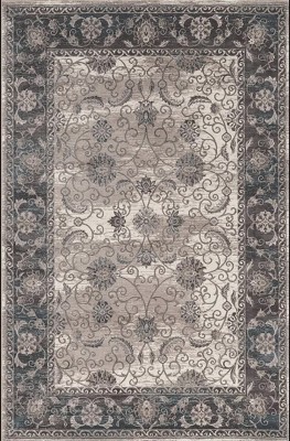 Vintage Brown and Black Microfiber Polyester 5' x 7' Rug