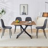 VYNXARIA Modern minimalist multifunctional lifting table,0.8-inch wood grain craft sticker desktop,4 faux leather upholstered dining chairs - 2 of 4