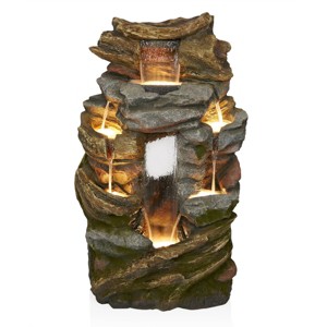 Alpine Corporation 41" Cascading Rock Mountain Water Fountain: Polyresin, Outdoor Use, 6 Basins - 1 of 4