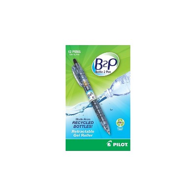 Pilot B2P Bottle-2-Pen Retractable Gel Roller Pens, Fine Point, Blue - 12 Pack