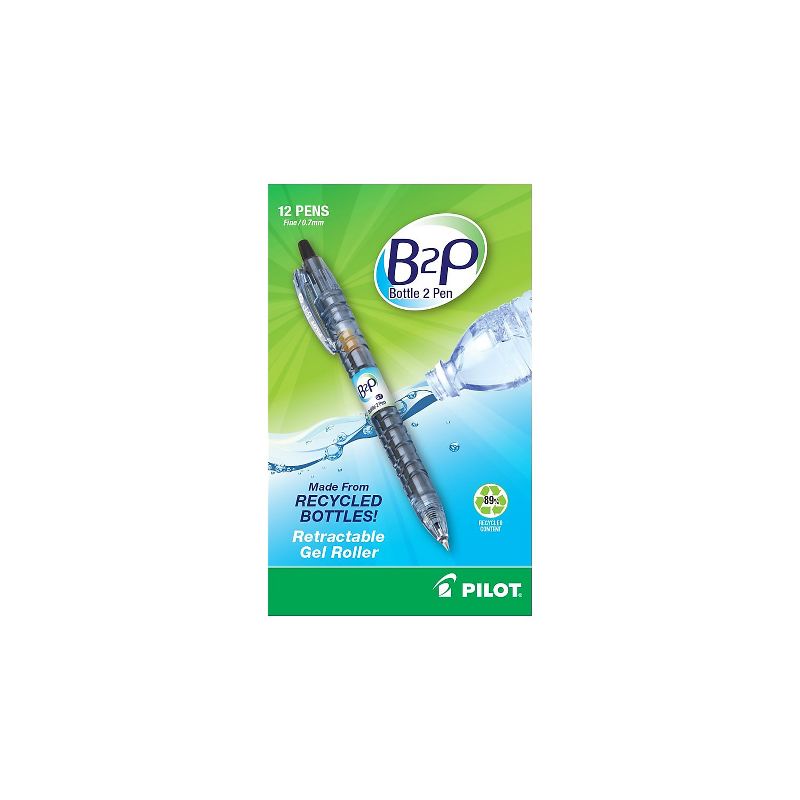 Pilot B2P Retractable Gel Pens Fine Point Black Ink Dozen (31600) 862274, 1 of 7