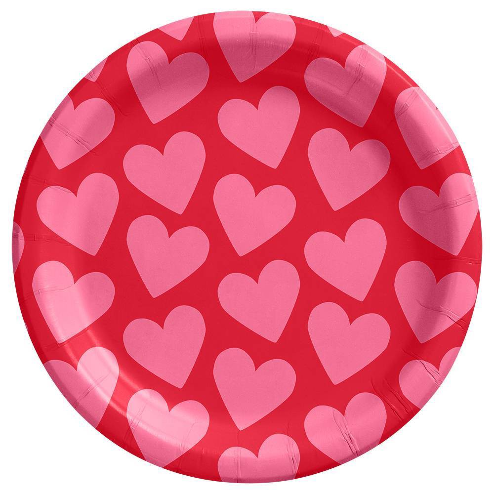 30ct 8.5" Valentines Heart Dinner Plates - Spritz